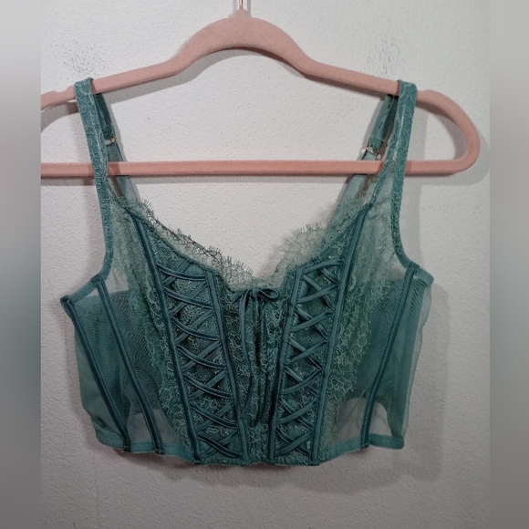 Victoria's Secret Other - Victoria's Secret Green Lace Corset Bralette